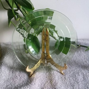 Depression glass plate uranium green eapg anchor hocking glass block optic pattern 6 inch plate replacement collectors excellent vintage