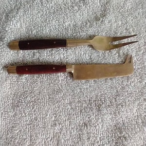 Vintage flatware bronzeware with rosewood handles replacement fork and knife excellent vintage condition 1950s