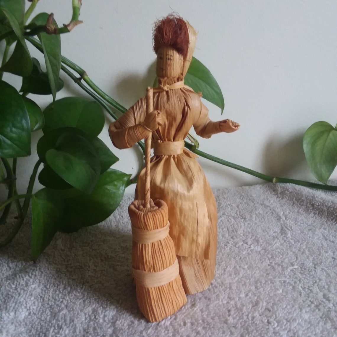 Corn Husk Doll Vintage Hand Crafted Unique in Excellent Etsy