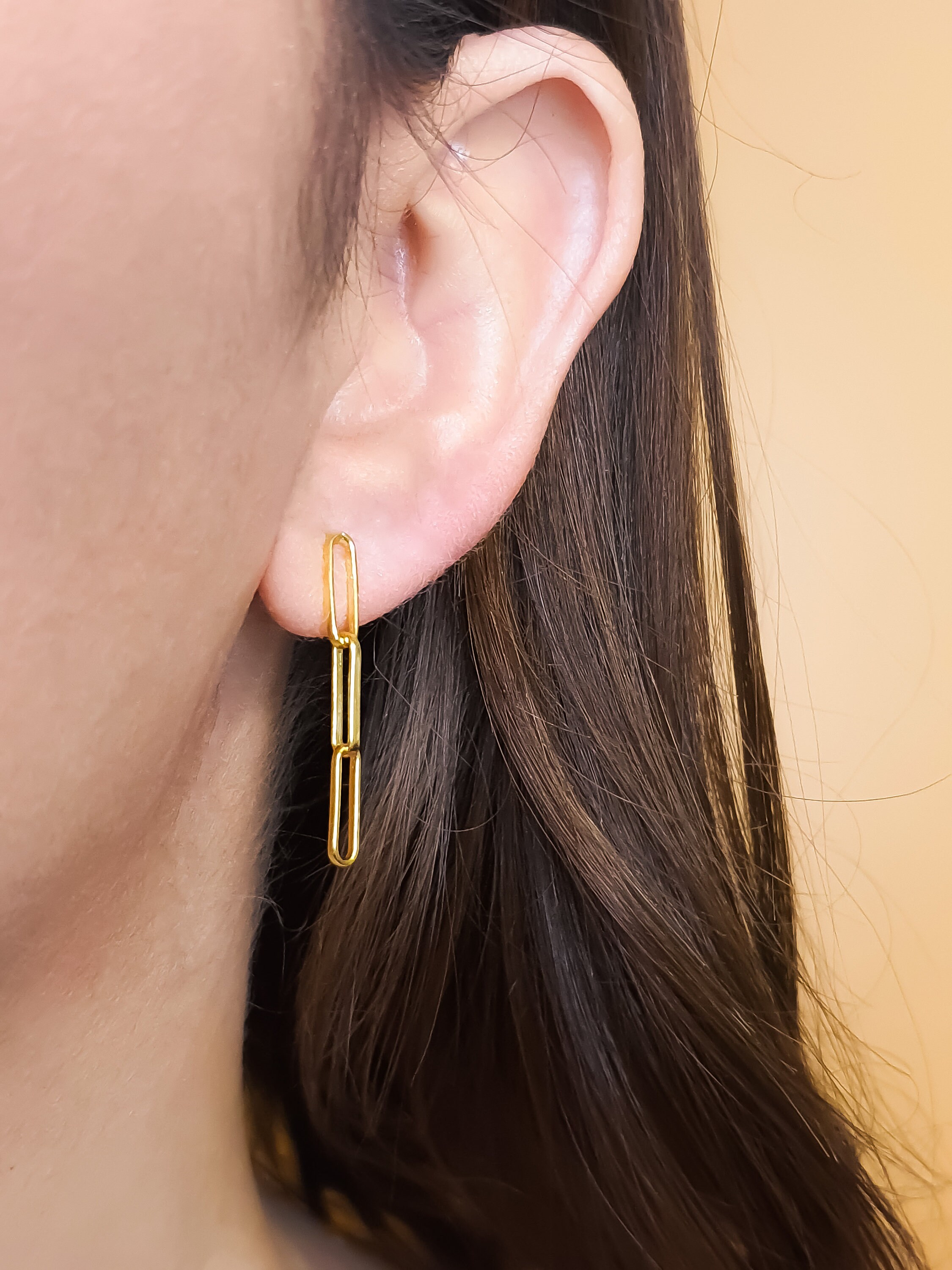 Link Stud Earrings Cable Link Earrings 18k Gold Vermeil Etsy UK