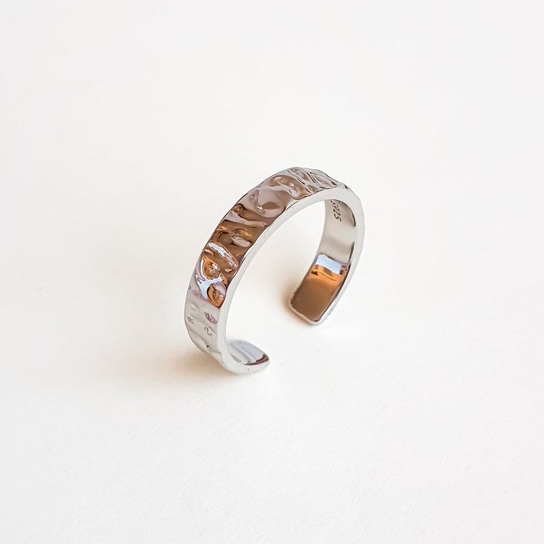 adjustable ring. Gold and Rhodium Plated 925 Sterling Silver stackable ring Silver Chunky Ring PAULETTE \u00b7 Hammered Ring