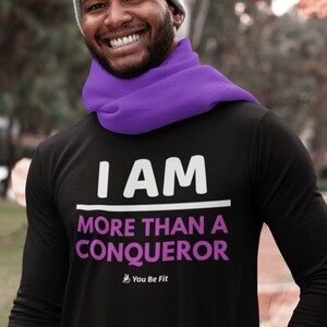 Motivation Long-Sleeve Tee Unisex I'm More Than A Conqueror image 1