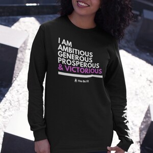 Motivation Long-Sleeve Tee Unisex I Am Ambitious & Victorious image 5