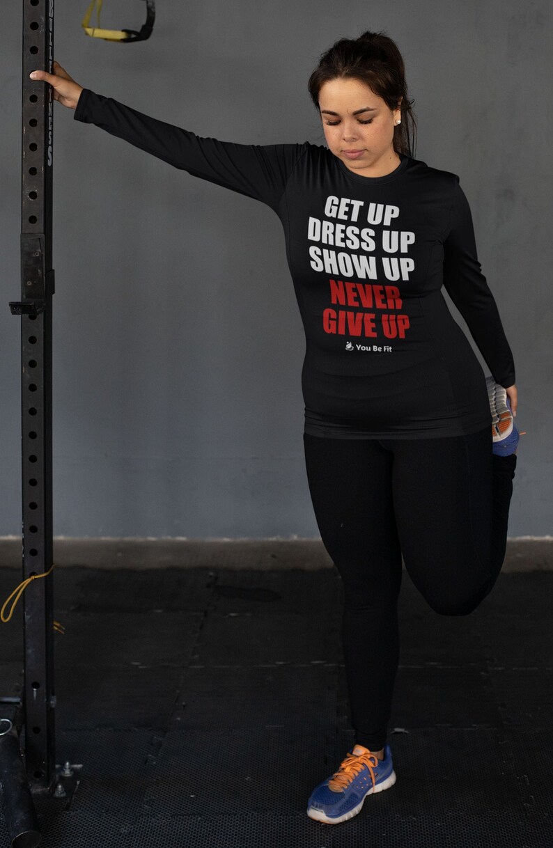 Motivatie-lange-mouw Tee-Unisex-Get up & nooit give up afbeelding 1