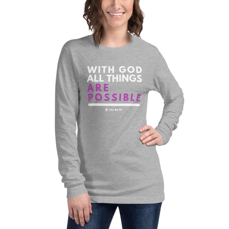 Motivation Long-Sleeve Tee Unisex All Things Are Possible image 3