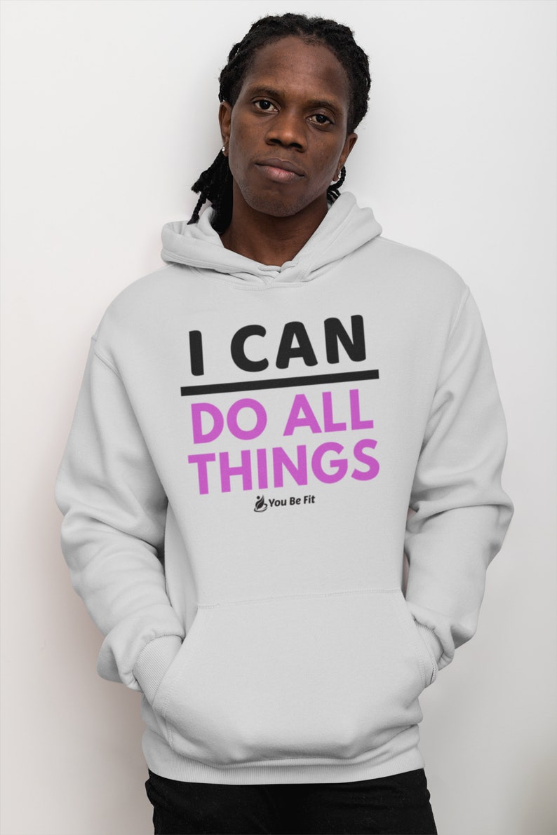 Motivation Champion Hoodie I Can Do All Things Gray image 4