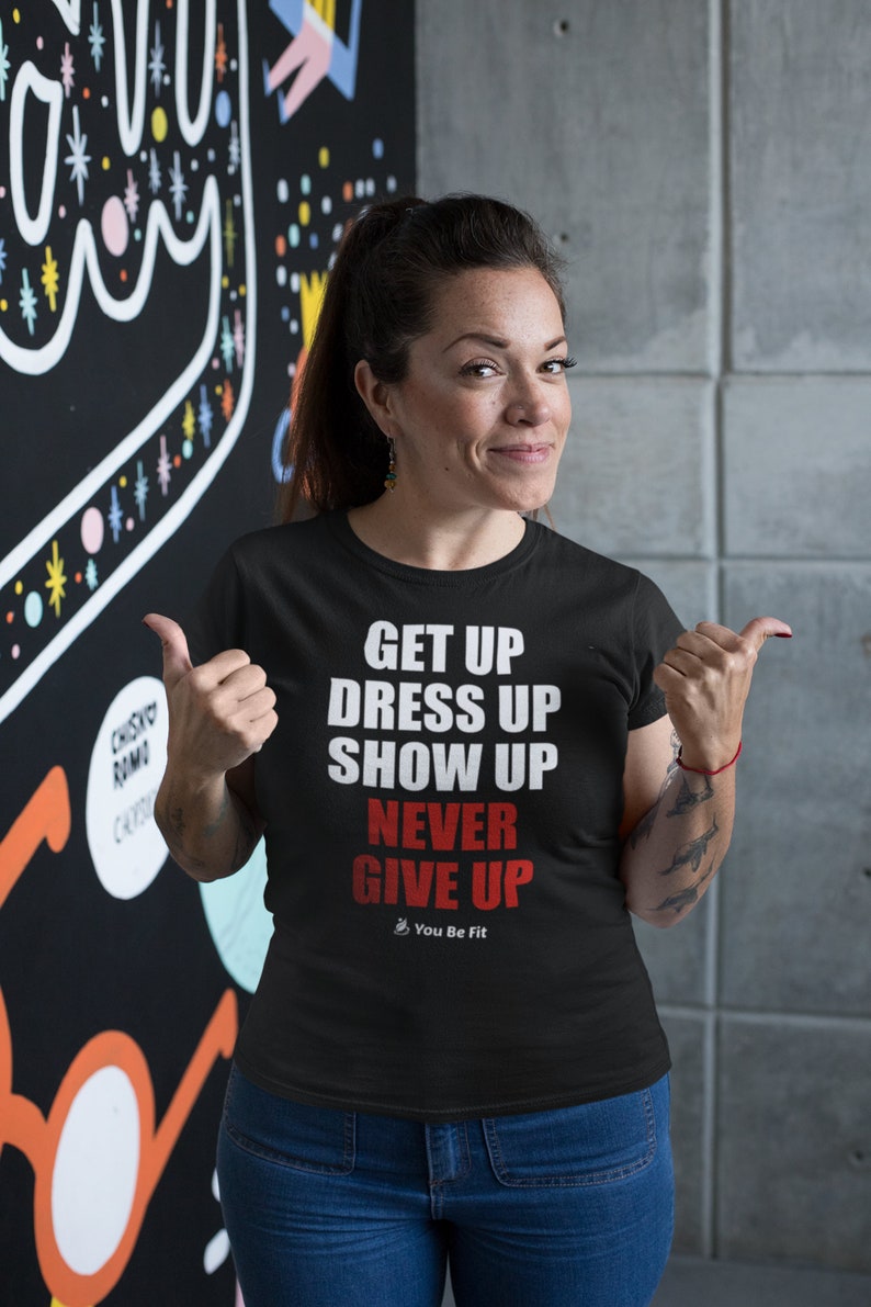 Motivation Kurzärmeliges Unisex T-Shirt Never Give Up blk Bild 2