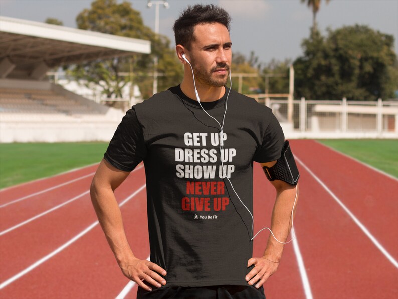 Motivation Kurzärmeliges Unisex T-Shirt Never Give Up blk Bild 4