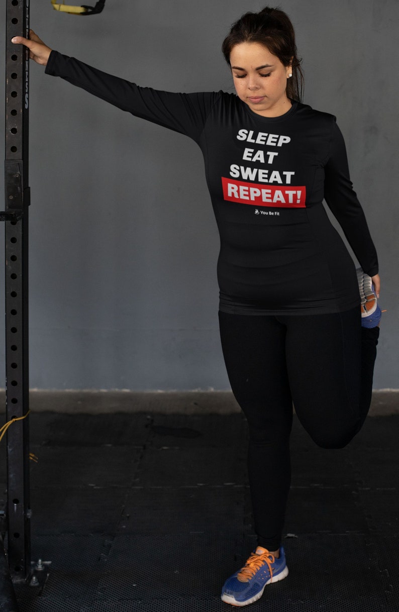 Motivation Long-Sleeve Tee Unisex Sleep, Eat, Sweat, Repeat image 2