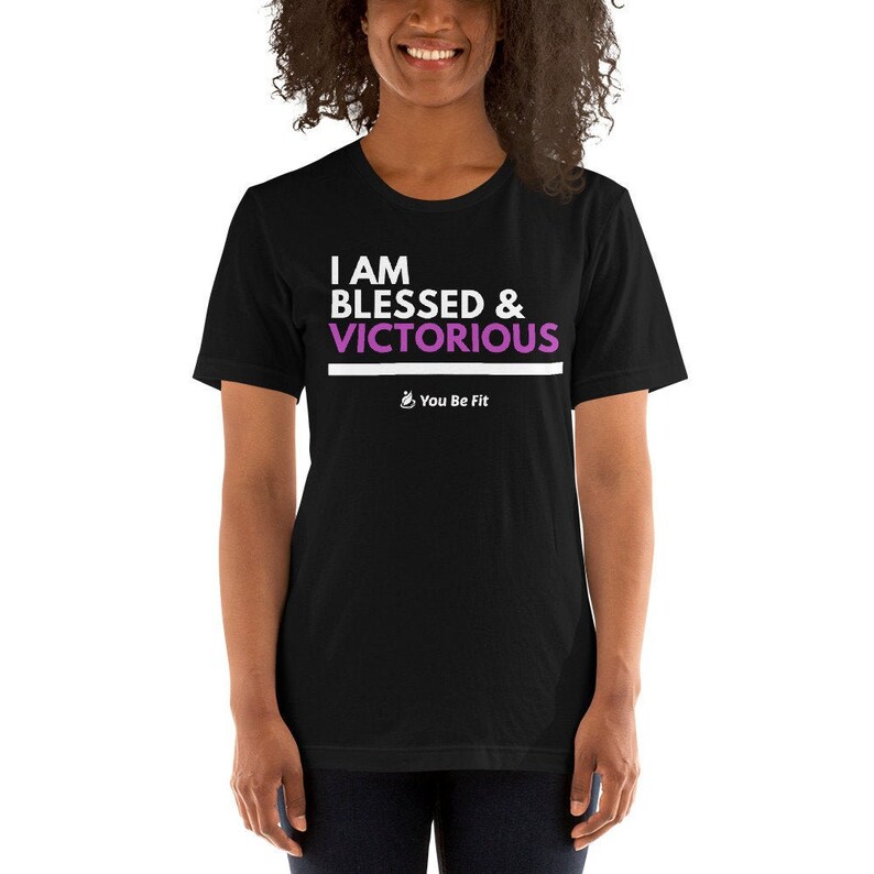 Motivation Short-Sleeve Unisex T-Shirt I Am Blessed & Victorious image 1