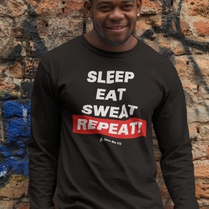 Motivation Long-Sleeve Tee Unisex Sleep, Eat, Sweat, Repeat image 5