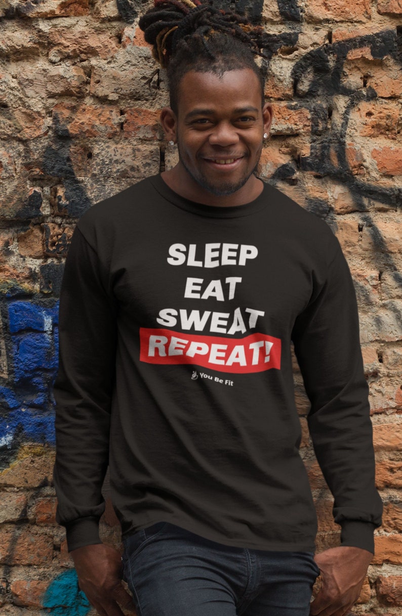 Motivation Long-Sleeve Tee Unisex Sleep, Eat, Sweat, Repeat image 5