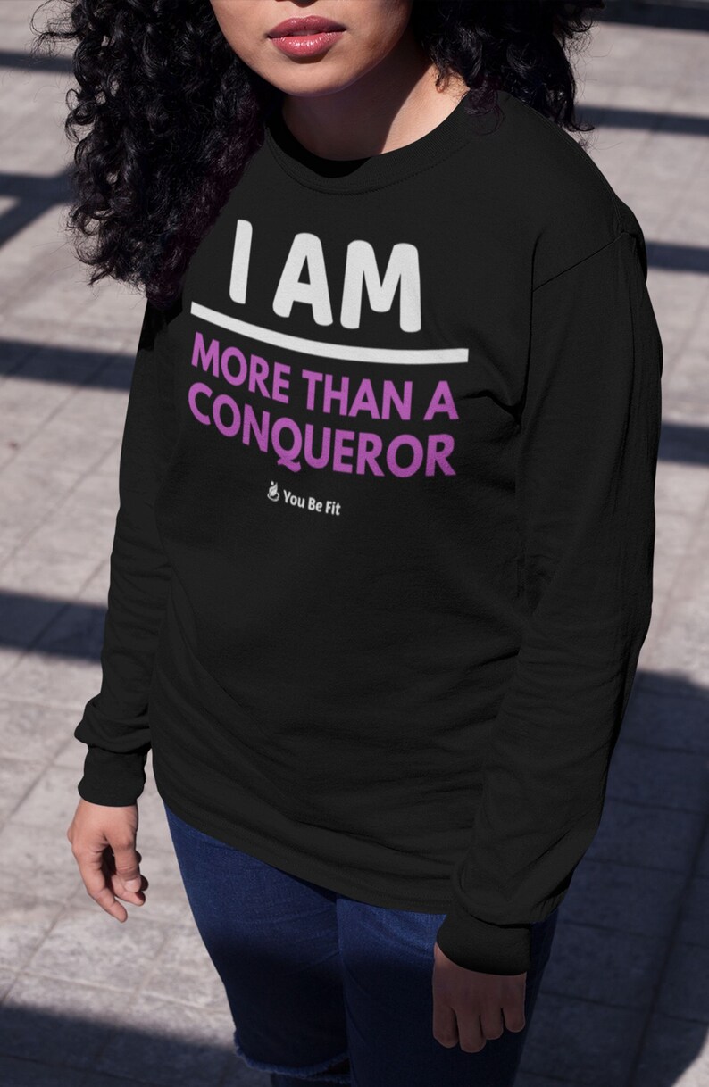 Motivation Long-Sleeve Tee Unisex I'm More Than A Conqueror image 2