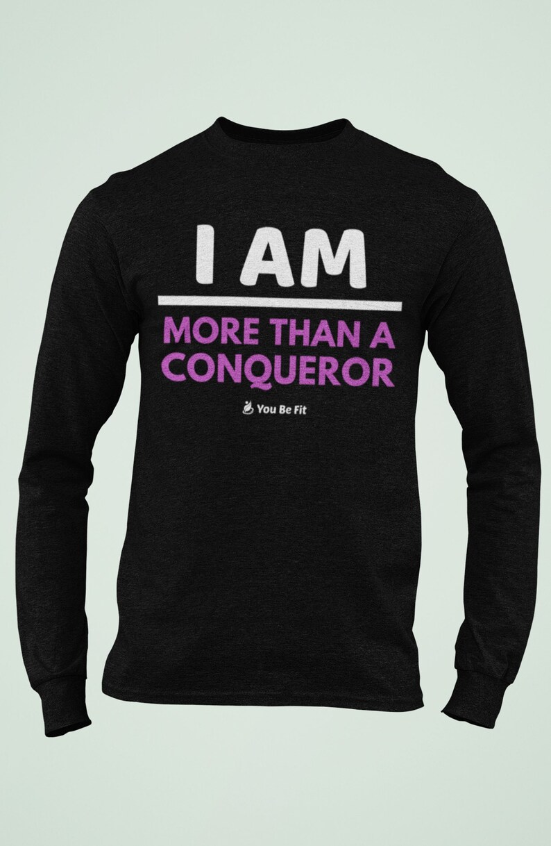 Motivation Long-Sleeve Tee Unisex I'm More Than A Conqueror image 6