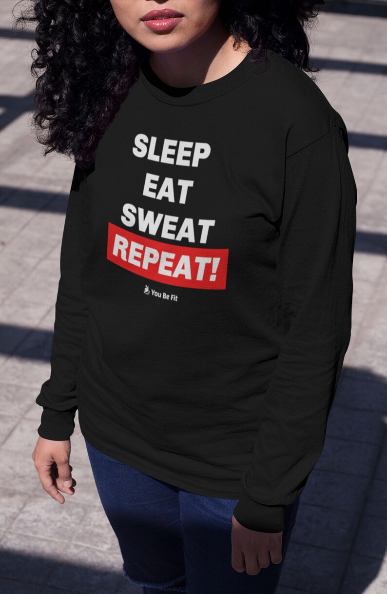 Motivation Long-Sleeve Tee Unisex Sleep, Eat, Sweat, Repeat image 4