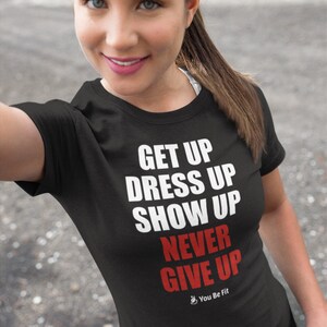 Motivation Kurzärmeliges Unisex T-Shirt Never Give Up blk Bild 3