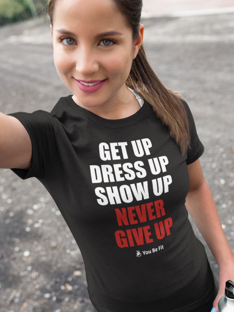 Motivation Kurzärmeliges Unisex T-Shirt Never Give Up blk Bild 3