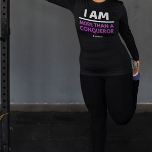 Motivation Long-Sleeve Tee Unisex I'm More Than A Conqueror image 5