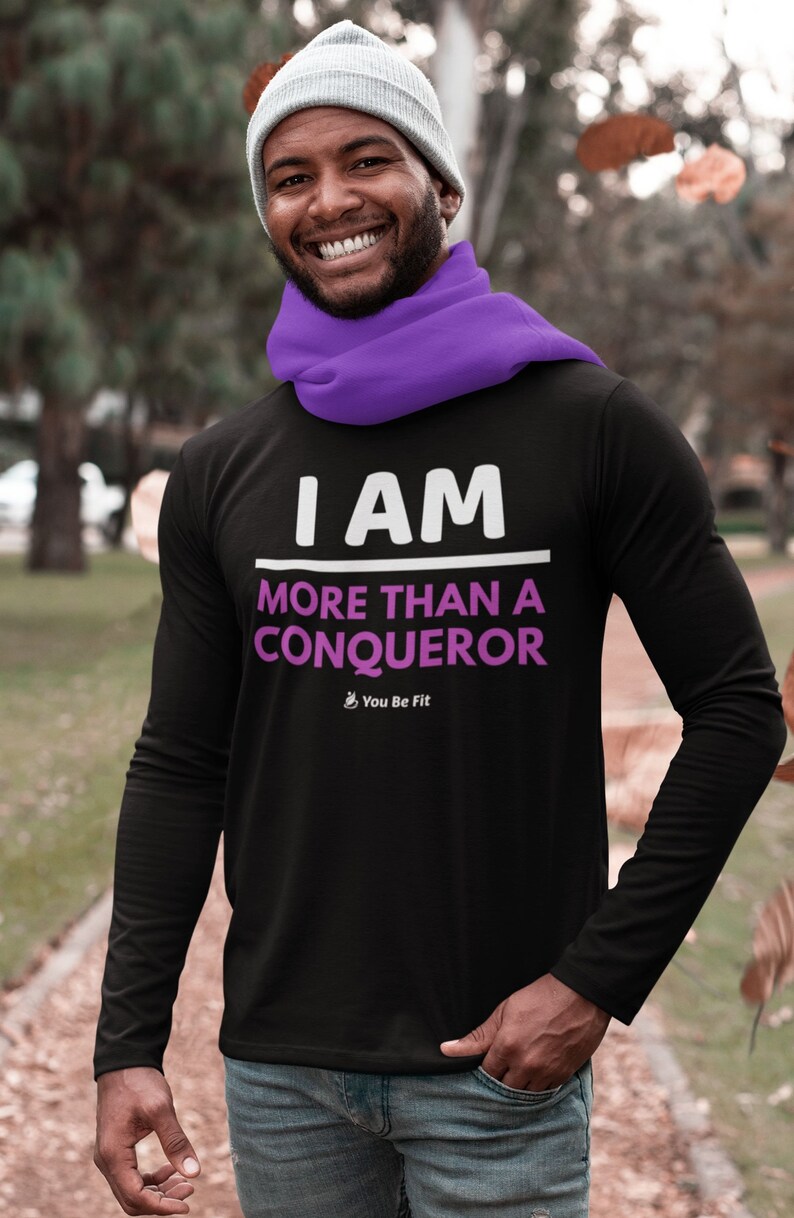 Motivation Long-Sleeve Tee Unisex I'm More Than A Conqueror image 1