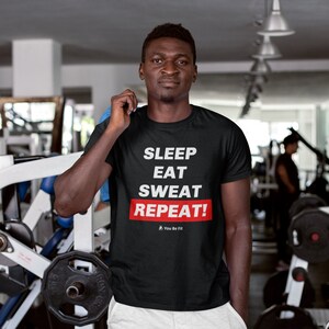 Motivation Short-Sleeve Unisex T-Shirt Sleep Eat Sweat Repeat image 3