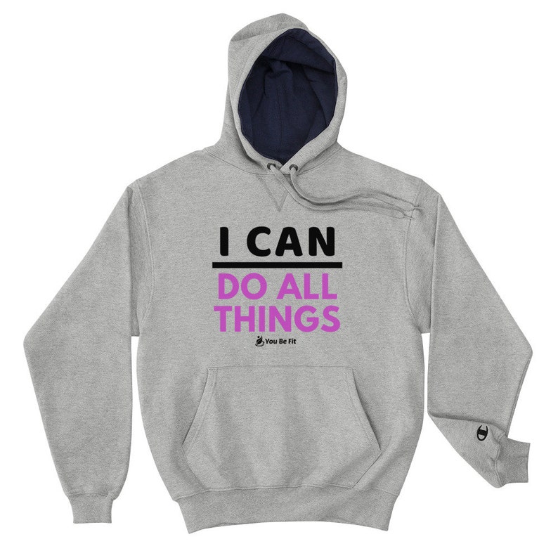 Motivation Champion Hoodie I Can Do All Things Gray image 7