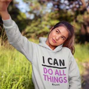 Motivation Champion Hoodie I Can Do All Things Gray image 5