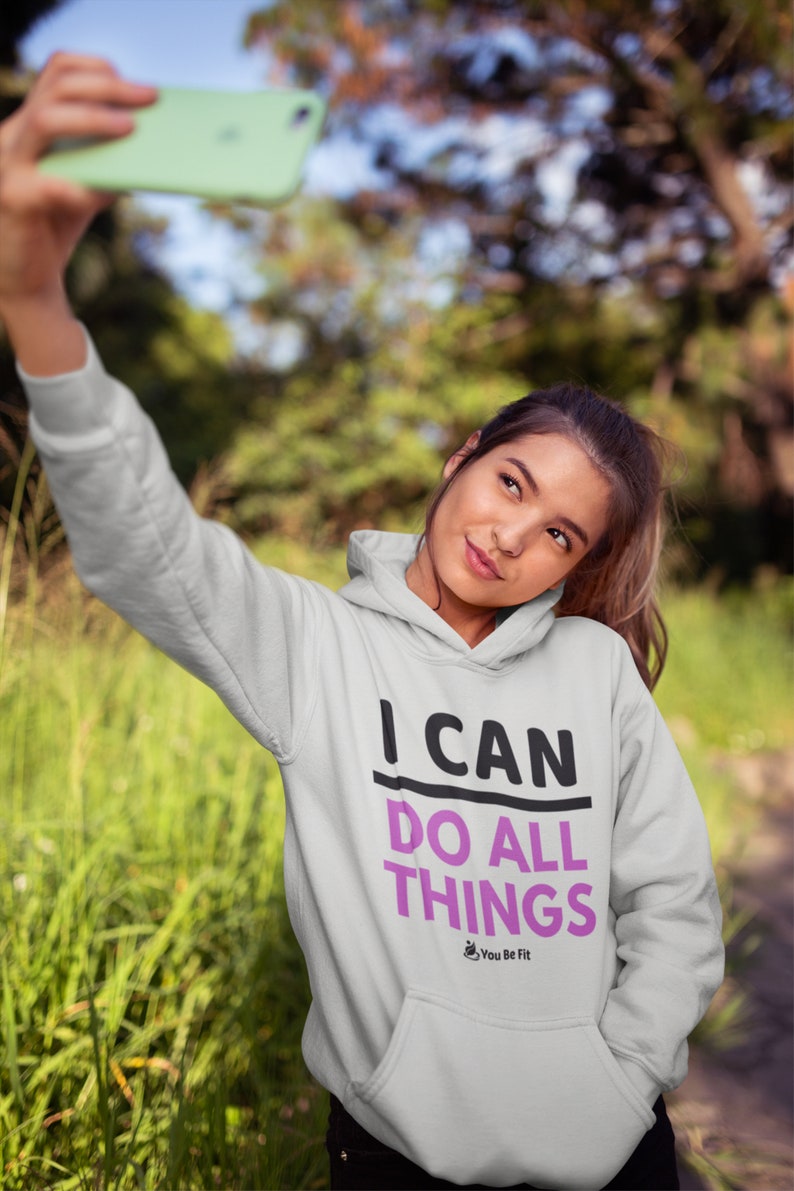 Motivation Champion Hoodie I Can Do All Things Gray image 5