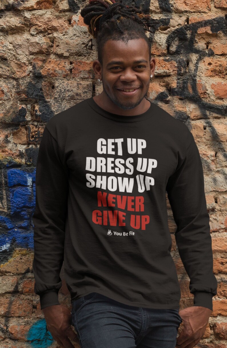 Motivation Long-Sleeve Tee Unisex Get Up & Never Give Up image 4