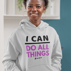 Motivation Champion Hoodie I Can Do All Things Gray image 3