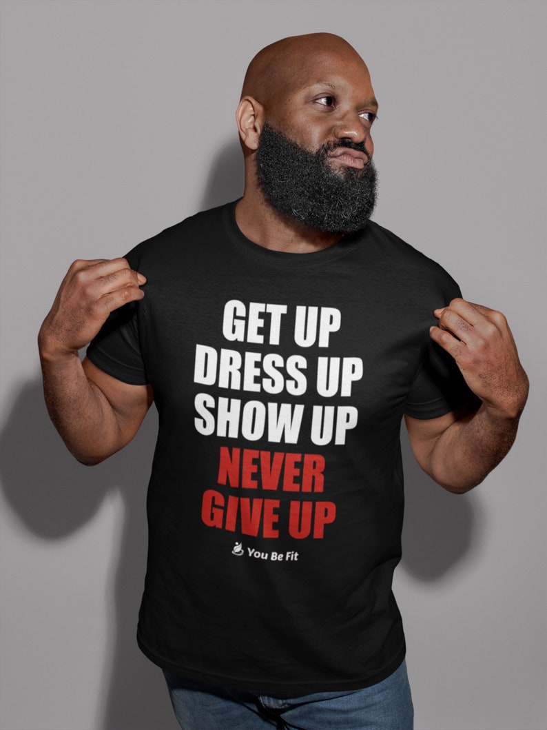 Motivation Kurzärmeliges Unisex T-Shirt Never Give Up blk Bild 5