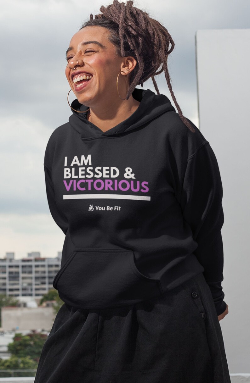 Motivation Champion Hoodie I Am Blessed & Victorious image 4