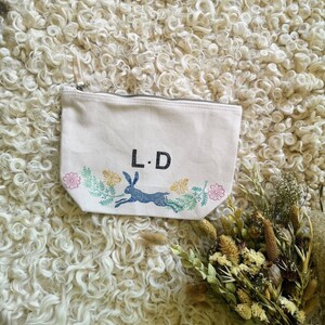 Personalised zipped pouch bag, mother's day initials, name, mummy, nan, nanny, grandma, mum, mama, cosmetic bag, foliage, wash bag, image 7