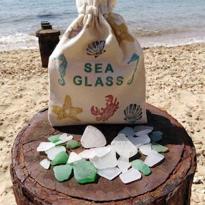 Sea Glass collection bag, drawstring bag, beach combing bag, seaside collection bag, treasures, storage, tidy, play, unisex, adult bag