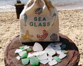 Sea Glass collection bag, drawstring bag, beach combing bag, seaside collection bag, treasures, storage, tidy, play, unisex, adult bag