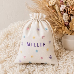 Personalized Cotton Drawstring Party Bag: Rustic Wedding Favor