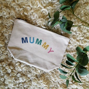 Personalised zipped pouch bag, mother's day initials, name, mummy, nan, nanny, grandma, mum, mama, cosmetic bag, foliage, wash bag, image 6