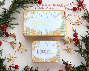 Personalized Christmas Tin Box| Custom Christmas Gift Box| Christmas Favor Box| Empty Tin Box| Christmas Cookie Tin| Gingerbread Tin