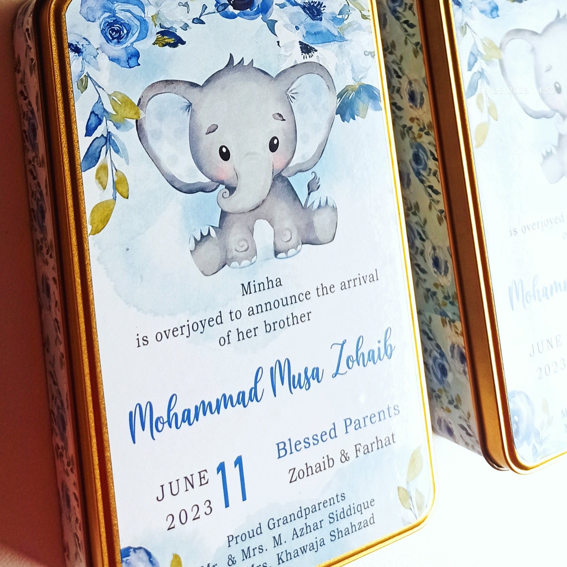 Custom Mithai Box, Personalized Baby Favor Box, Indian Sweet Box, Tin