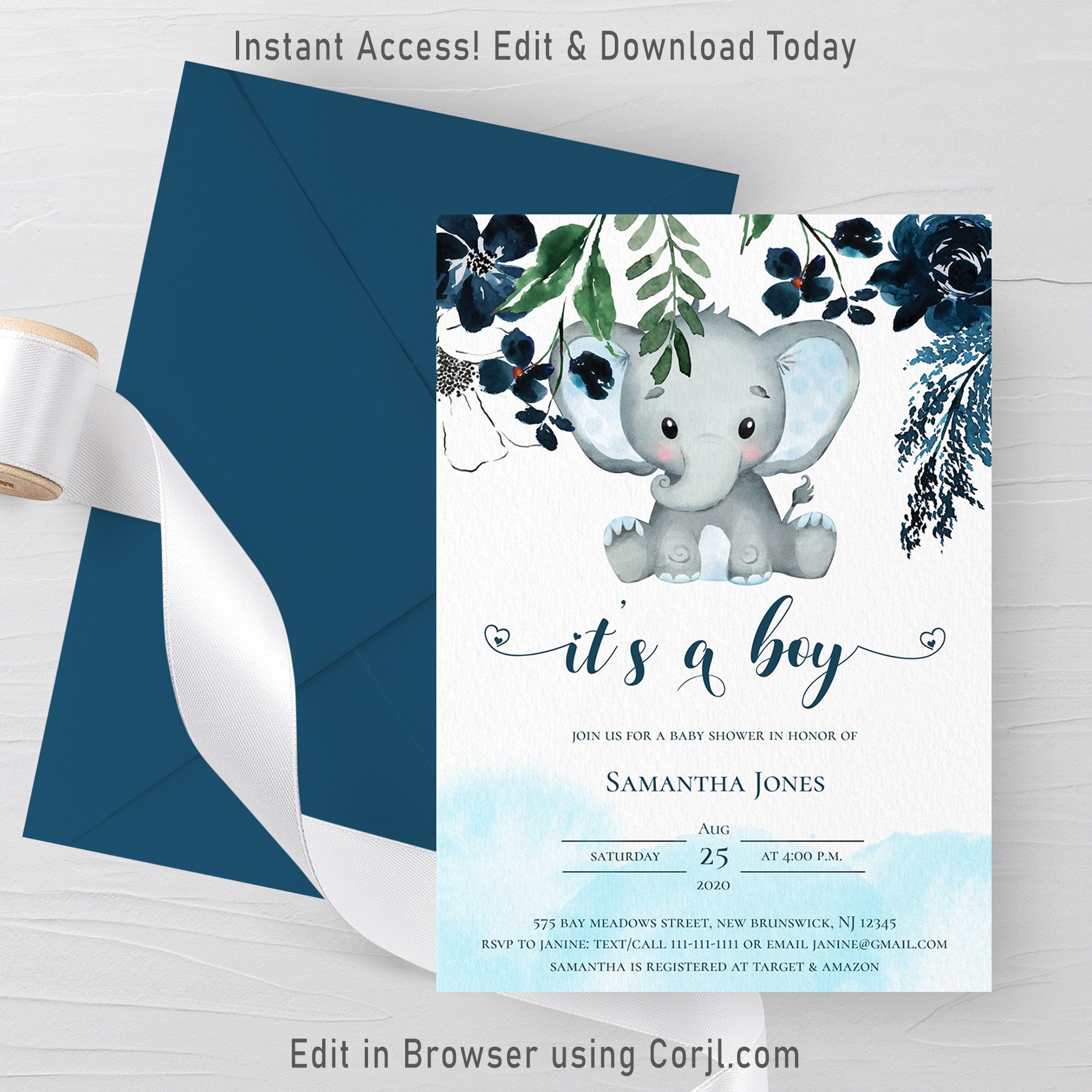 Boy Baby Shower Invitation, It's a Boy Baby Shower, Boy Baby Shower ...