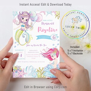 Mermaid Invitation, Mermaid Birthday Invitation, Mermaid Party, Pool Party Invite, Mermaid Birthday, Mermaid Invite, Instant Download, MCM
