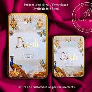 Caja Mithai Diwali personalizada, caja de dulces Diwali personalizada, caja de dulces india, caja de hojalata dorada, caja Diwali, caja Laddu, caja Mithai vacía