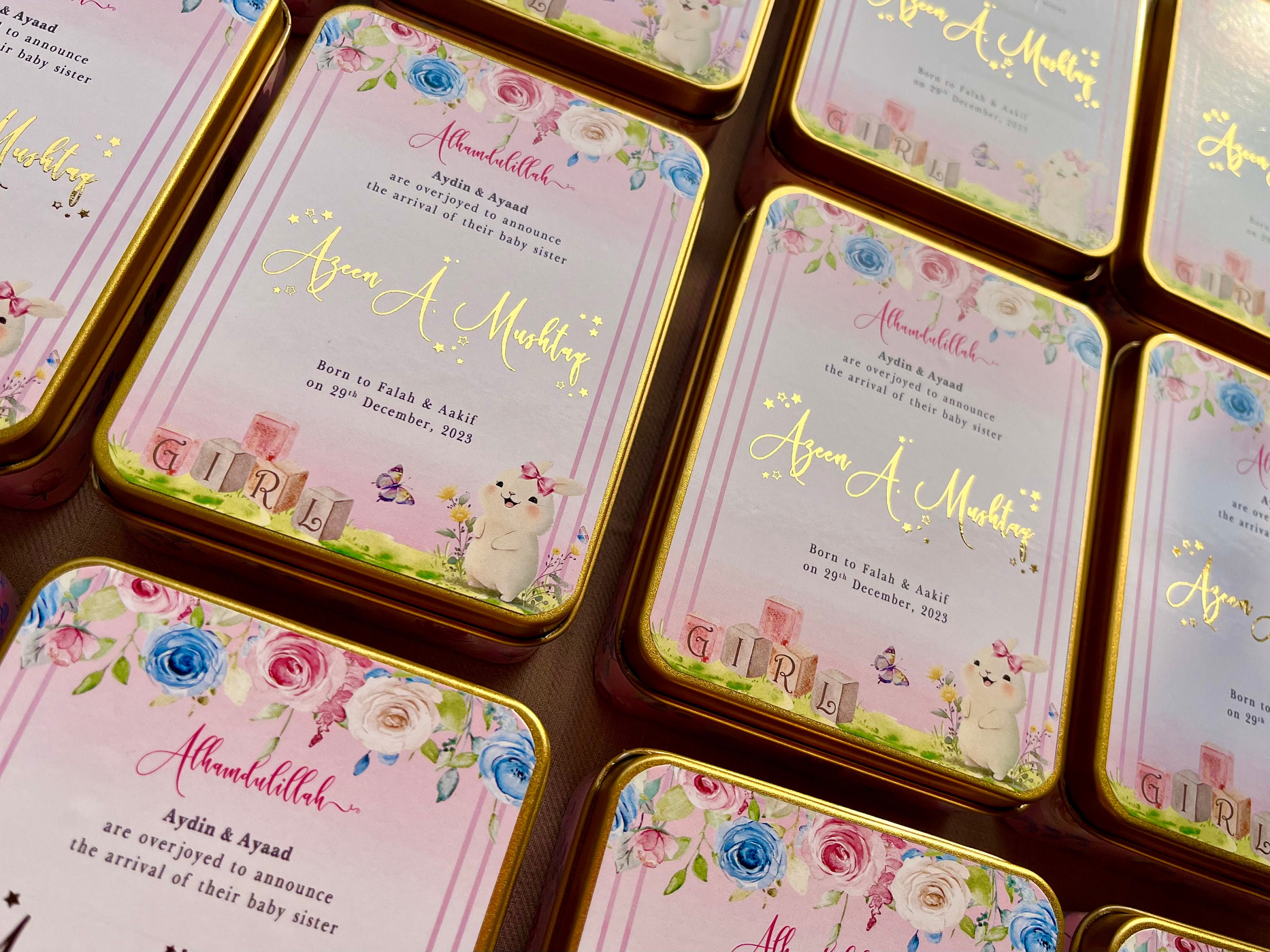 Custom Mithai Box, Personalized Baby Favor Box, Indian Sweet Box, Tin