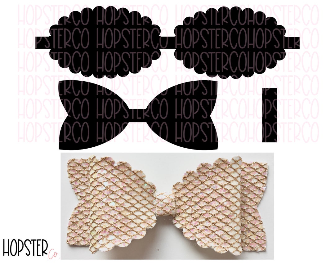 Hair Bow Svg, Hair Bow Template, Bow Template, Scalloped Bow Svg, Svg