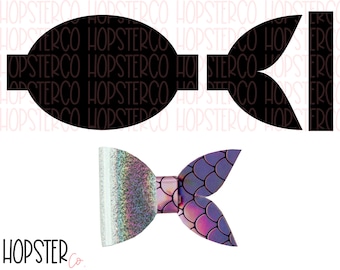 Mermaid bow SVG, hair bow cut file, SVG cutting file, SVG cut file, mermaid bow template, hair bow template, pdf bow template, mermaid tail