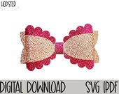 Hair bow template svg, layered bow svg, hair bow template, bow template, scalloped bow svg, svg bow template, overlay bow svg