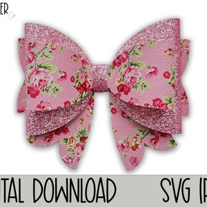 Dubbele matroos boog SVG, haar boog SVG, boog sjabloon, boog gesneden bestand, haar boog snijden bestand, 3D boog SVG, hairbow