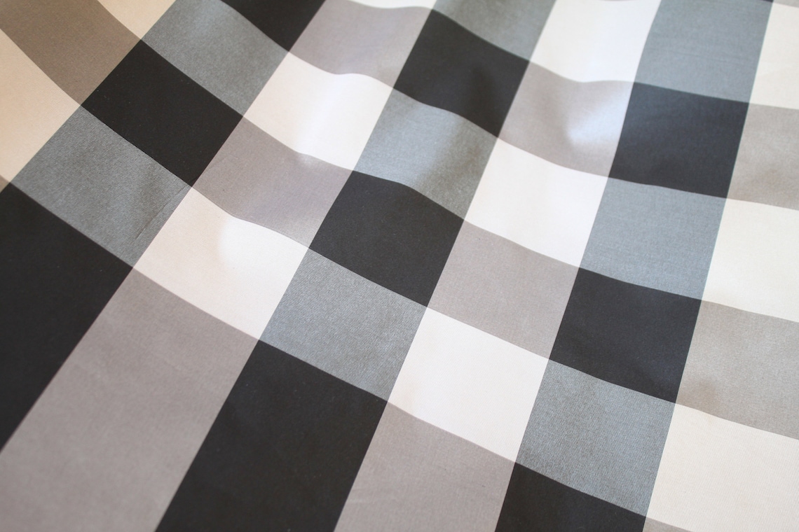 Beige and black plaid silk fabric/designer fabric large Etsy