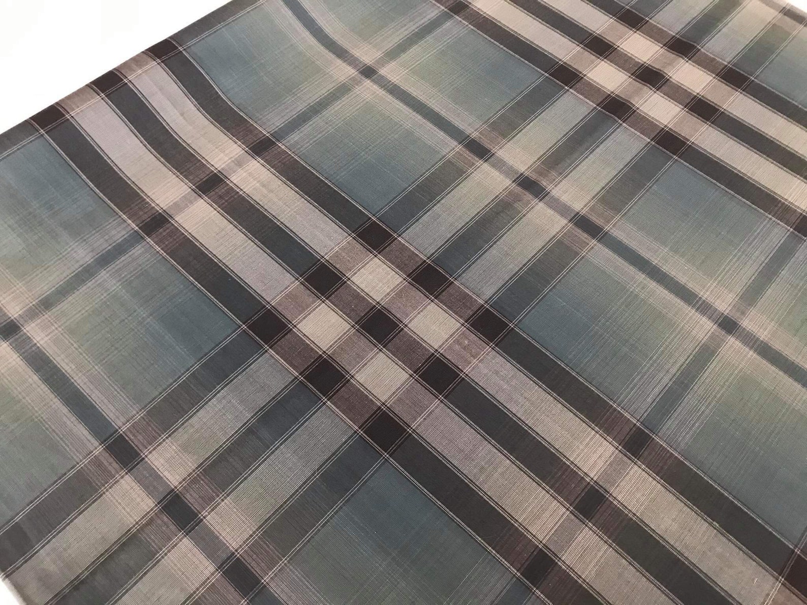 Blue&gray plaid cotton fabric/check material for sewing/tartan Etsy
