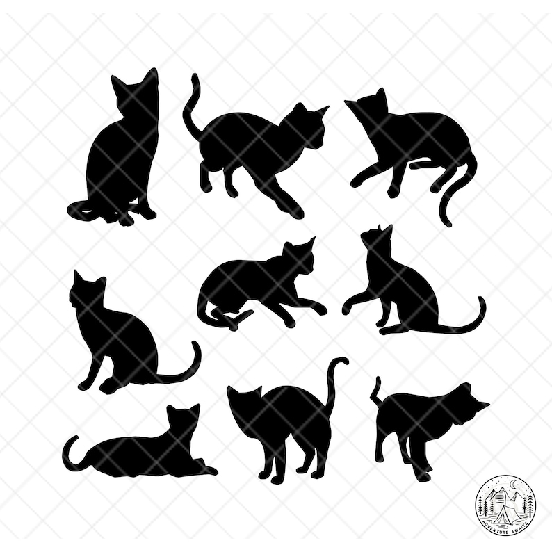 Download Cat Silhouette SVG PNG Cutting Files for Cricut Kitten Cat ...