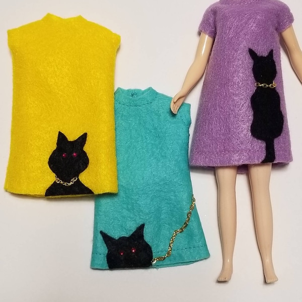 Ooak Blythe Felt Kitty Dresses